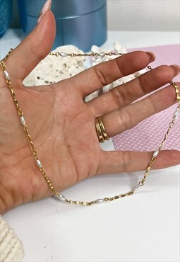 80's Delicate Gold and Pearl Chain