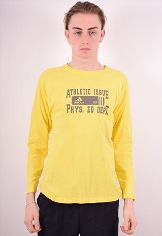ADIDAS MENS VINTAGE TOP LONG SLEEVE MEDIUM YELLOW 90S