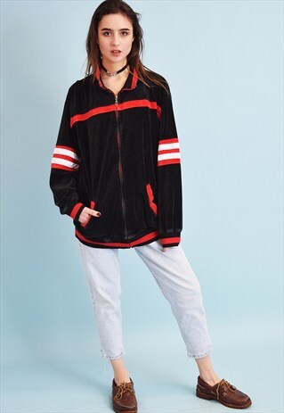 90'S RETRO ATHLEISURE SPORTS VELVET TRACKSUIT SWEATER
