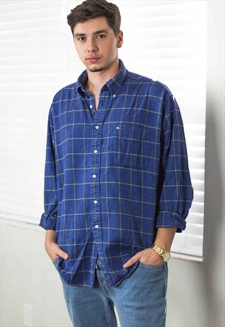 VINTAGE TOMMY HILFIGER SHIRT LOGO FLANNEL 90S XL 12.5