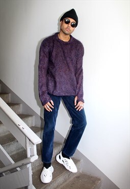 Vintage 90s Purple Wool Handknit Grunge Jumper