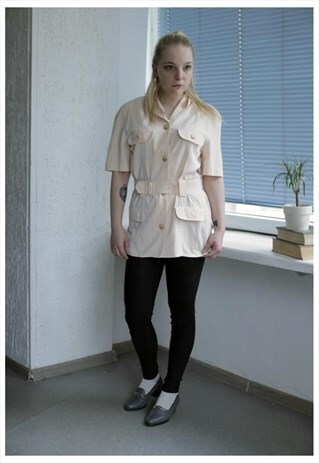 VINTAGE 80'S CREAM SHORT SLEEVES BUTTON UP JACKET