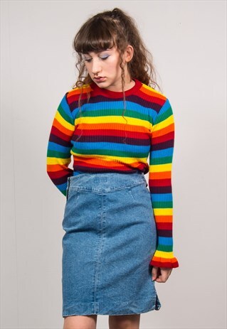 VINTAGE 90'S BLUE DENIM HIGH WAIST PENCIL SKIRT