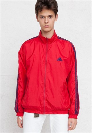 VINTAGE RED ADIDAS ZIP TRACK JACKET