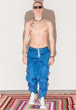 Vintage rave sports joggers in blue