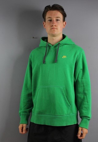 VINTAGE NIKE HOODIE JUMPER IN GREEN WITH EMBROIDERED LOGO AN