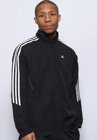 VINTAGE ADIDAS LOGO TRACK TOP JACKET BLACK