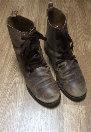 Vintage Brown Ankle lace up boots