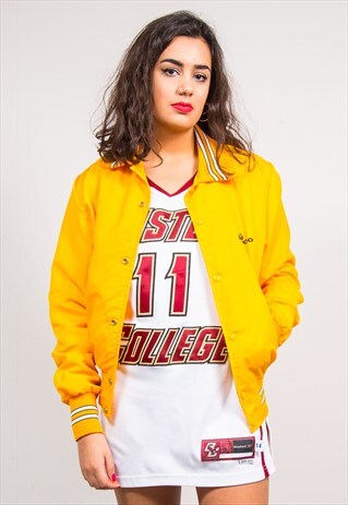 VINTAGE 90'S YELLOW BASEBALL BOMBER JACKET