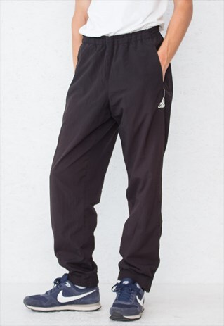 VINTAGE RETRO BLACK ADIDAS TRACK JOGGERS BOTTOMS