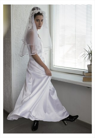 VINTAGE 80'S MAXI WHITE STRAP WEDDING DRESS
