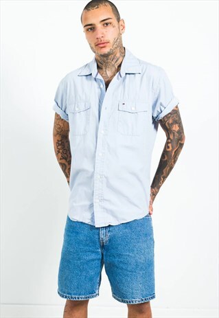 VINTAGE 80S TOMMY HILFIGER SHORT SLEEVE SHIRT / S3057