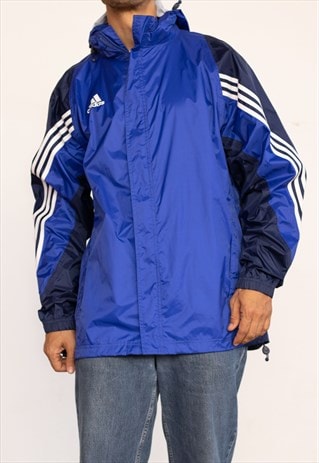 VINTAGE 80S ADIDAS WINDBREAKER IN BLUE L