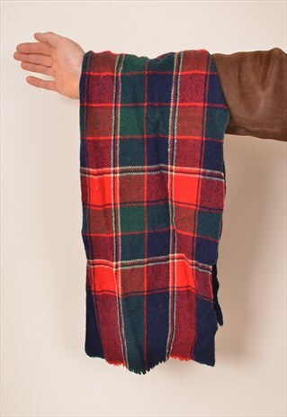 VINTAGE CHECK WOOL AUTUMN SCARF
