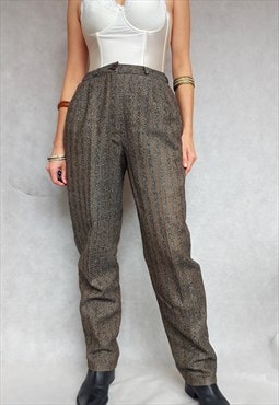 Brown Grey High Waist Vintage 90s Yessica Pants, Medium Size