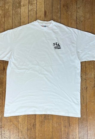 HANES WHITE PRINT SINGLE STITCH T - SHIRT