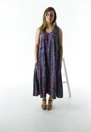FLORAL PLEATED DRESS / COTTON SUMMER DRESS