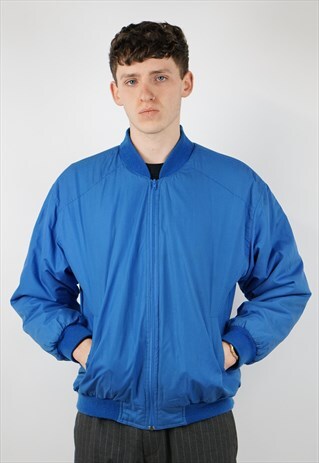 VINTAGE BRIGHT BLUE BOMBER JACKET
