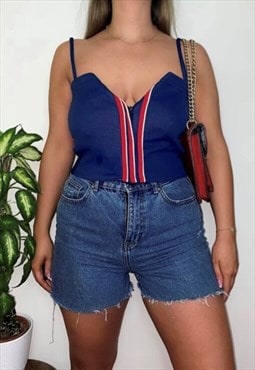 Adidas 90s Blue Red Corset Top