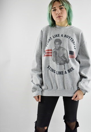 VINTAGE MOHAMMED ALI 'FLOAT LIKE A BUTTERFLY' PRINT SWEAT