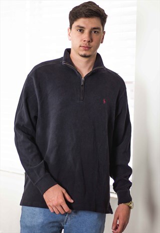 VINTAGE POLO RALPH LAUREN 1/4 ZIP JUMPER SWEATSHIRT XL 22.2