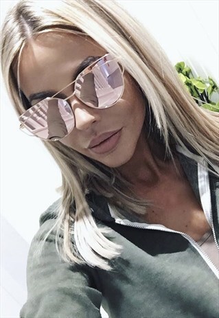 ROSE GOLD MIRRORED OVERSIZED SUNGLASSES
