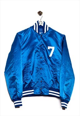 Vintage Champion 90s College Jacket Bemidgi Print Blue