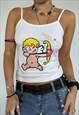 VINTAGE Y2K VEST TOP CAMI GRAPHIC PRINT SLOGAN ANGEL 