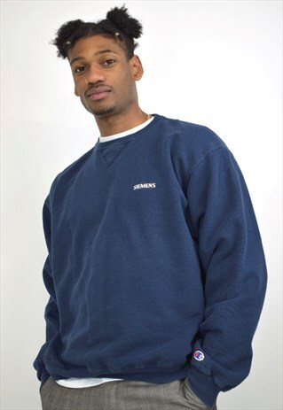 VINTAGE 90S CHAMPION NAVY 'SIEMENS' SWEATSHIRT