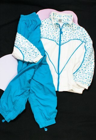 VINTAGE TRACKSUIT 90S Y2K RARE SPORTS CO-ORDINATES IN BLUE