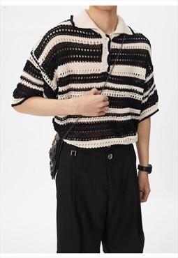 Men's rainbow knit polo shirt SS2023 VOL.4