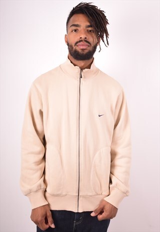 NIKE MENS VINTAGE TRACKSUIT TOP JACKET LARGE BEIGE 90S