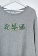 VINTAGE  SWEATSHIRT LEAVES IN GREY XL