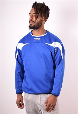 UMBRO MENS VINTAGE SWEATSHIRT JUMPER MEDIUM BLUE 90S