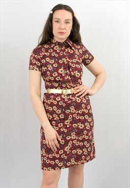Vintage 70's short sleeve mini dress in floral pattern