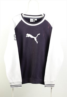 Vintage Puma Crewneck Logo Sweatshirt White Navy