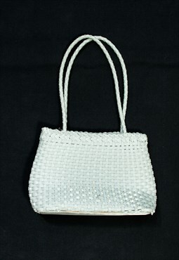 Vintage Bag Y2K Woven Fairy Handbag in Silvery Pastel Blue