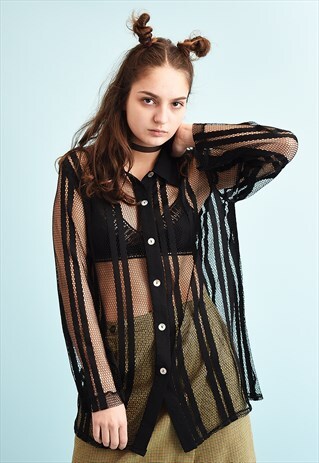 Y2K FISHNET MESH TRANSPARENT KITSCH TEEN PARTY TOP