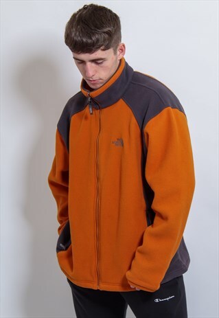 VINTAGE THE NORTH FACE FLEECE IN ORANGE XL