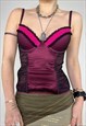 VINTAGE Y2K CORSET TOP BASQUE 90S PINK BUSTIER MESH 