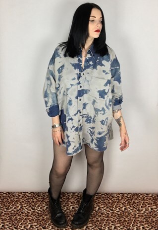 REWORKED GRUNGE STYLE VINTAGE ACID WASH SHIRT SIZE LARGE