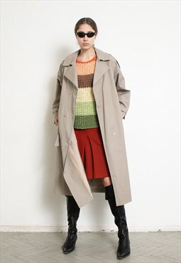 Vintage 90s Trench Coat Light Grey