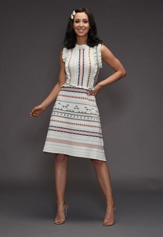 AZTEC BANDAGE DRESS SILVER