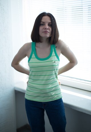 VINTAGE 90'S GREEN STRIPED COTTON VEST