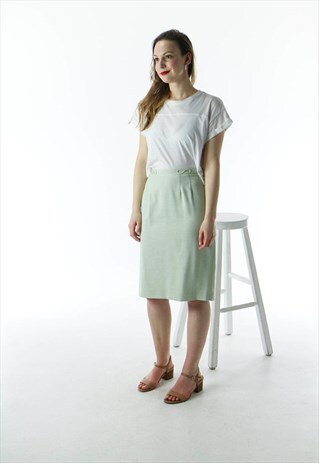 VINTAGE MINT SKIRT / HIGH WAISTED STRAIGHT SKIRT