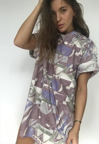 PATTERNED OVERSIZED RETRO VINTAGE UNISEX FESTIVAL SHIRT