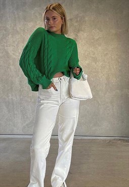 Green Chunky Cable Knit Jumper