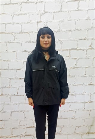 VINTAGE HELLY HANSEN BLACK WATERPROOF WINDBREAKER JACKET