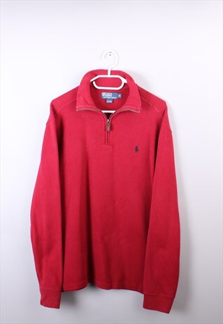 VINTAGE MENS RED RALPH LAUREN QUARTER ZIP JUMPER