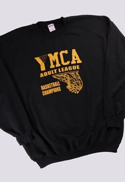 Vintage   Sweatshirt Black XXLarge (2XL) YMCA Crewneck